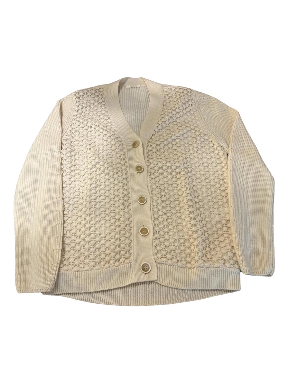 Chloé Cream Button-Front Knit Cardigan Sweater